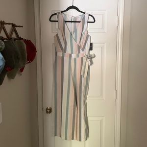 Brand New Lucky Brand Pastel Multicolor Striped Jumpsuit Size XS